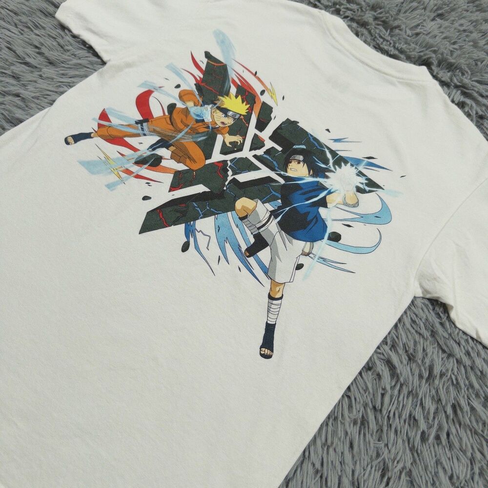 Hypland Shirt Medium White Naruto Sasuke Anime Shippuden Battle Pullover Mens